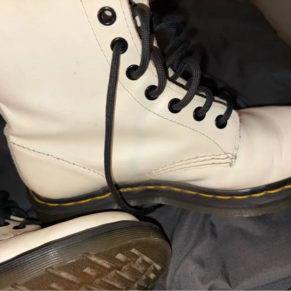 Dr. Martens White Leather Combat Boots - Picture 4 of 9